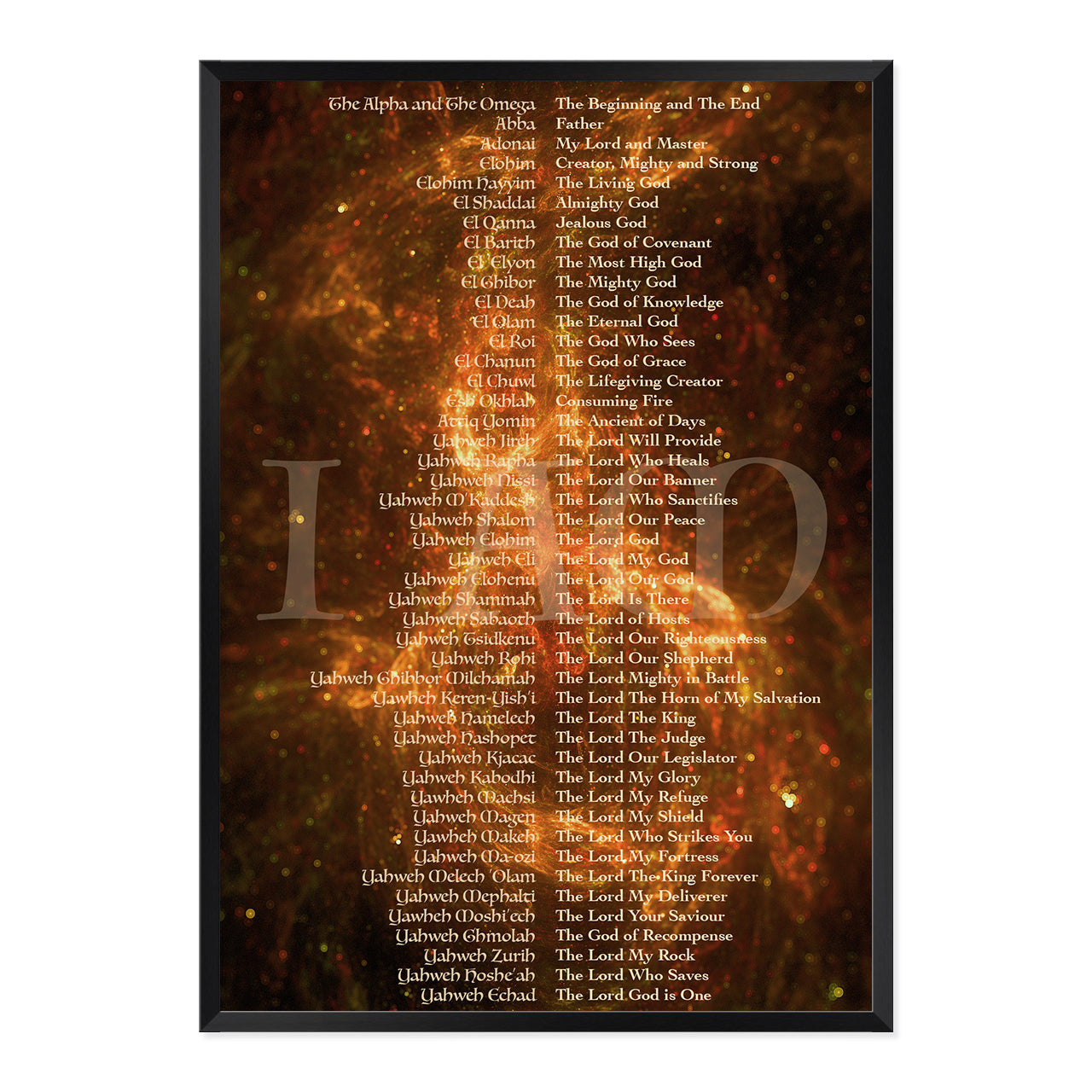 Names of God Orange Fire