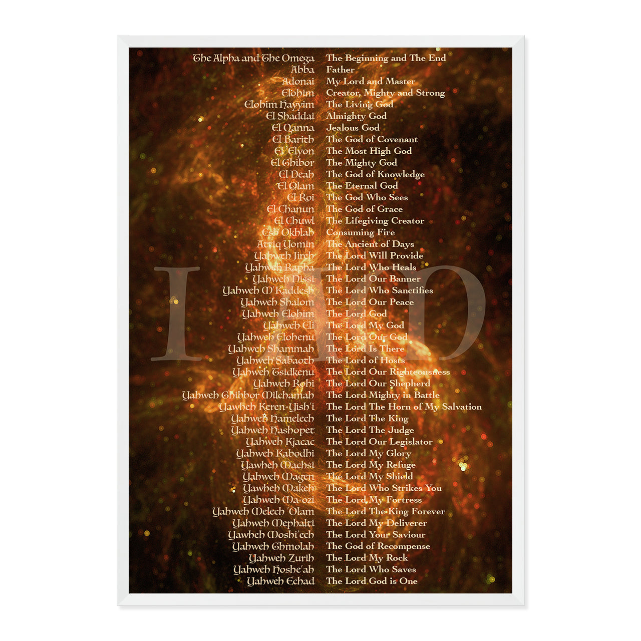 Names of God Orange Fire